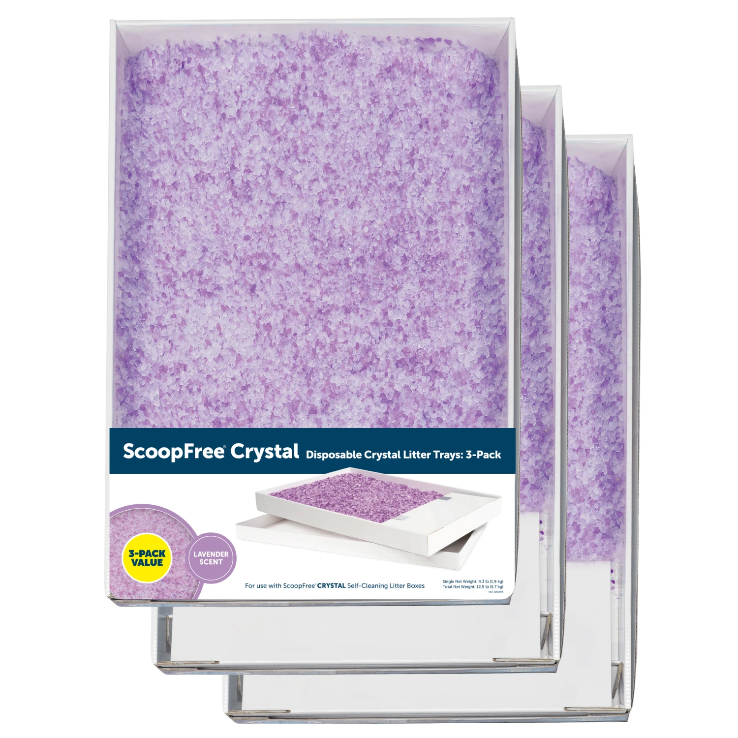 Disposable Litter Tray - ScoopFree® Lavender Crystal 3-Pack 3 Disposable Litter Tray - ScoopFree® Lavender Crystal 3-Pack